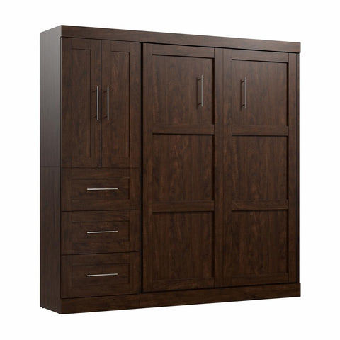 Lit escamotable double avec organisateur de garde-robe avec tiroirs (84L)