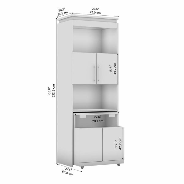 30W Tall Storage Cabinet with Doors and Fold-Out Desk