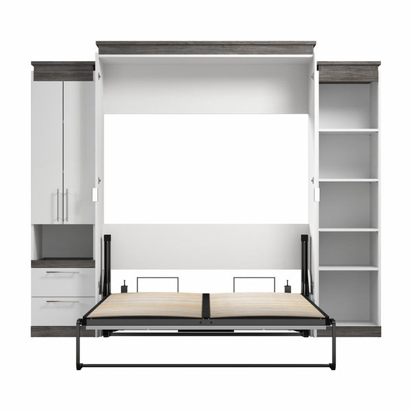 Grand lit escamotable avec armoire et tablettes (106L)