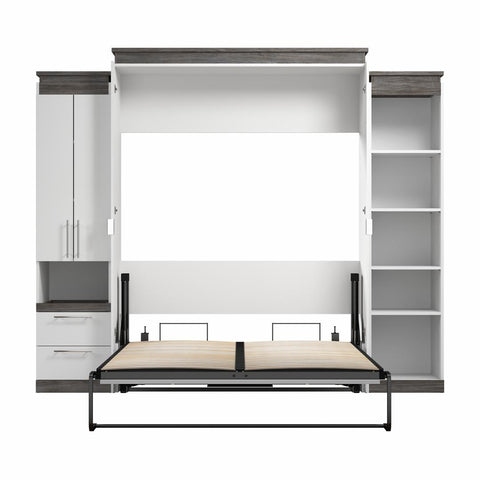 Grand lit escamotable avec armoire et tablettes (106L)