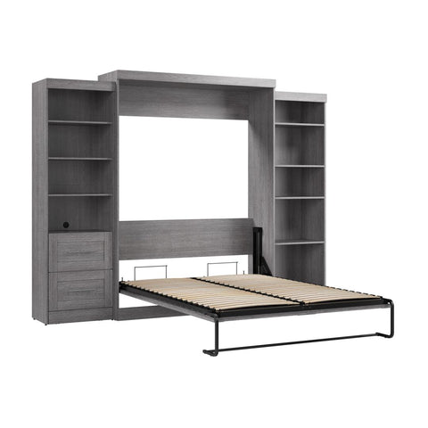 115W Queen Size Murphy Bed with Pull-Out Desk and Storage