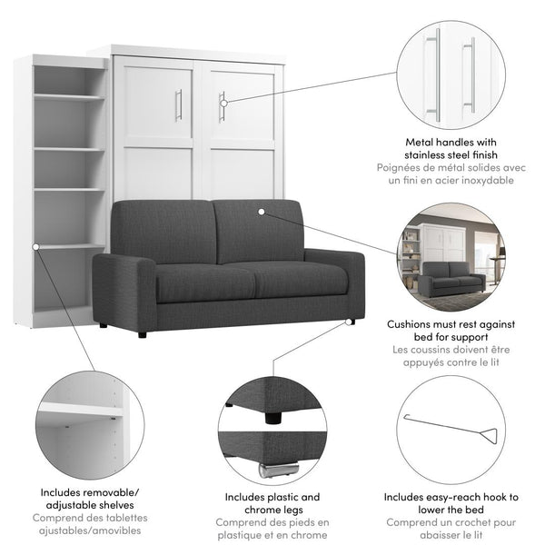 Queen Murphy Bed with Sofa and Shelving Unit (96W)