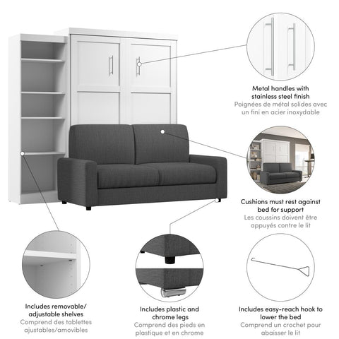 Queen Murphy Bed with Sofa and Shelving Unit (96W)