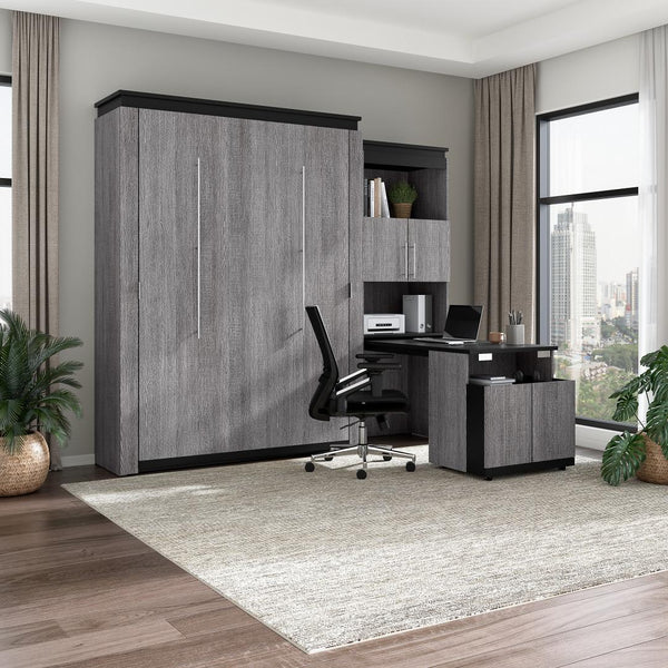 Queen Murphy Bed with Storage Cabinet and Fold-Out Desk (97W)