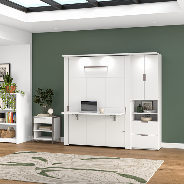 Lit escamotable double avec bureau et armoire (84L)