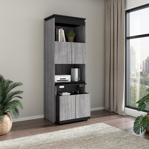 Grande armoire 30L avec portes et bureau rétractable