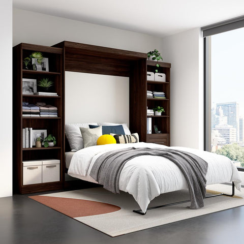 115W Queen Size Murphy Bed with Pull-Out Desk and Storage