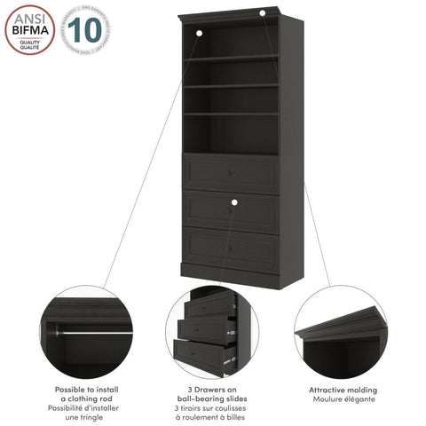 Organisateur de garde-robe avec tiroirs 36L