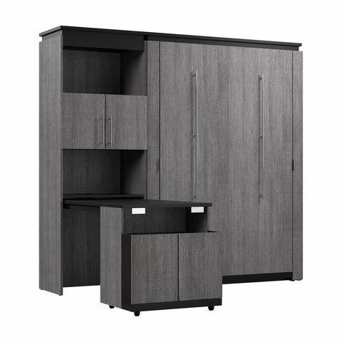 Lit escamotable double avec armoire et bureau rétractable (91L)