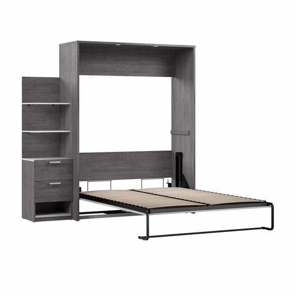 Queen Murphy Bed with Nightstand and Floating Shelves (85W)