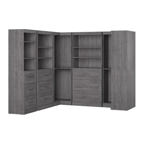 Contemporary U-Shaped Closet System with Shelves, Drawers & Clothing Rods, 161W x 33D