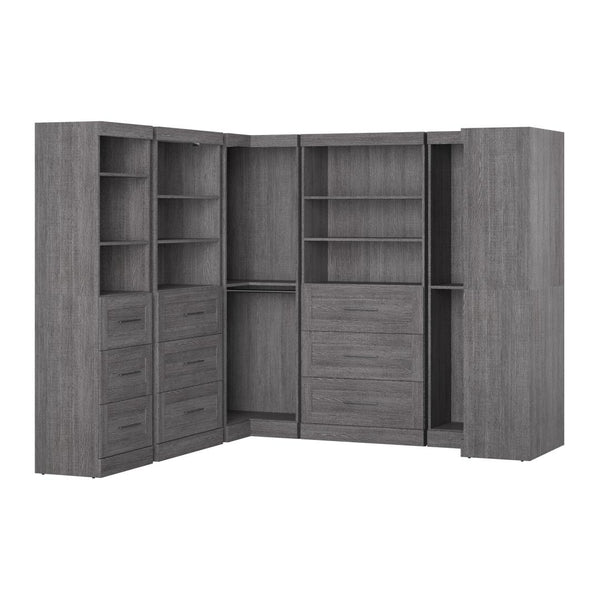 Contemporary U-Shaped Closet System with Shelves, Drawers & Clothing Rods, 161W x 33D
