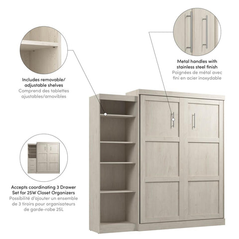 Queen Murphy Bed with Shelving Unit (90W)