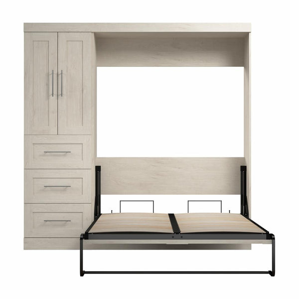 Lit escamotable double avec organisateur de garde-robe avec tiroirs (84L)