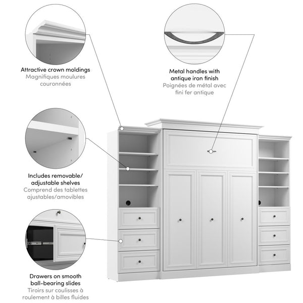Queen Murphy Bed and 2 Closet Organizers with Drawers (115W)