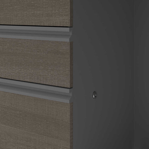 Bureau en L avec deux caissons et une huche