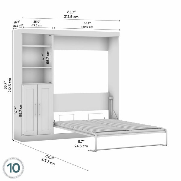 Full Murphy Bed and Closet Organizer with Doors (84W)