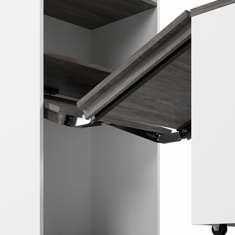 Grande armoire 30L avec portes et bureau rétractable