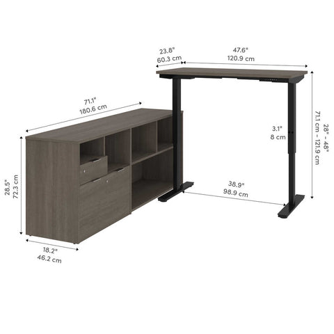 Bureau assis-debout en L 72L
