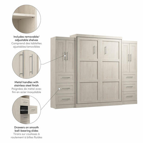 Queen Murphy Bed with Closet Storage Cabinets (115W)