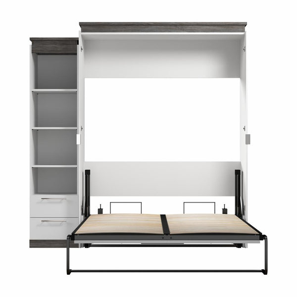 Queen Murphy Bed with Shelves and Drawers (87W)