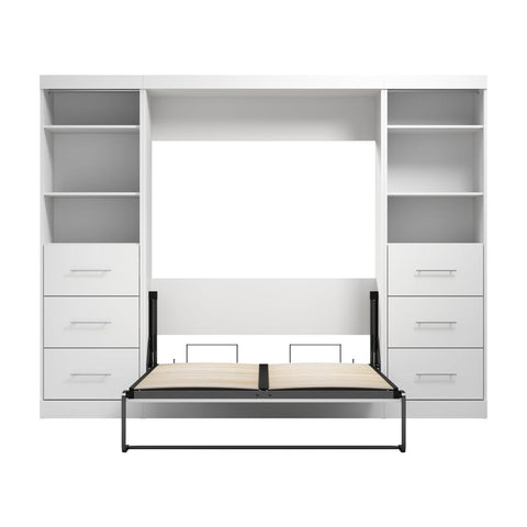 Lit escamotable double et 2 organisateurs de garde-robe avec tiroirs (109L)