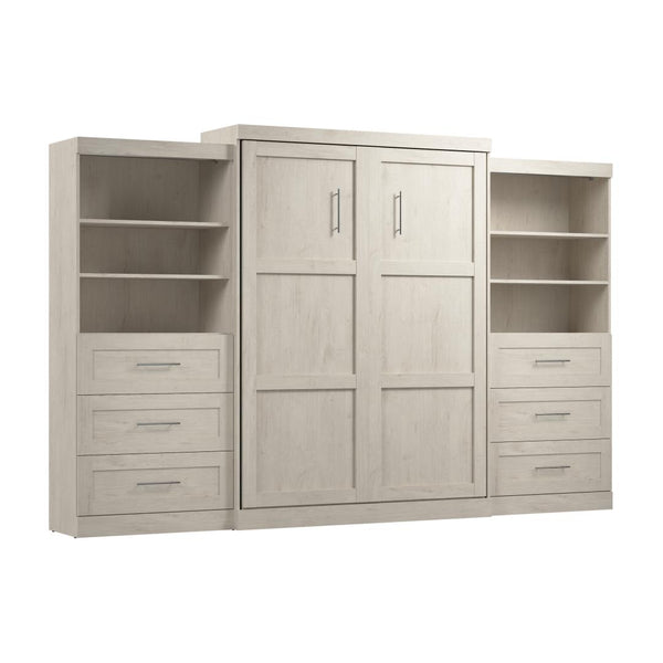 Queen Murphy Bed and 2 Shelving Units with Drawers (136W)