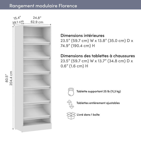 Étagère à chaussures modulaire 25L x 16P