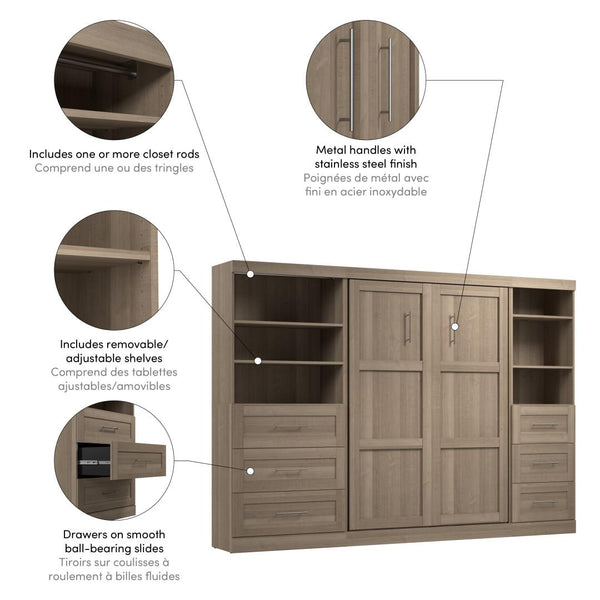Full Murphy Bed and 2 Shelving Units with Drawers (120W)