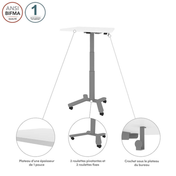 Petit bureau assis-debout 36L x 24P