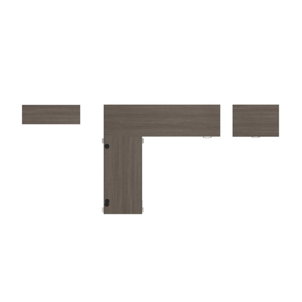 Bureau assis-debout en L 72L avec bibliothèque et classeur