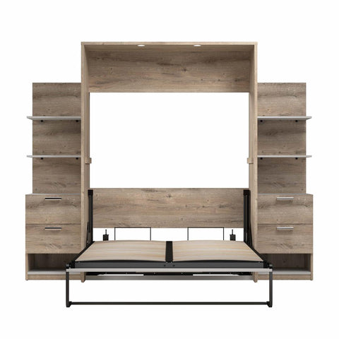 Full Murphy Bed with Nightstands and Floating Shelves (99W)