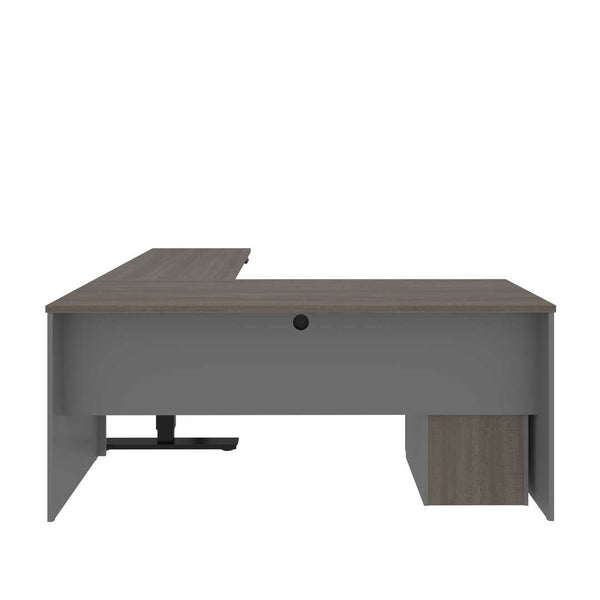 72W L-Shaped Standing Desk with Pedestal