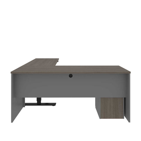 72W L-Shaped Standing Desk with Pedestal