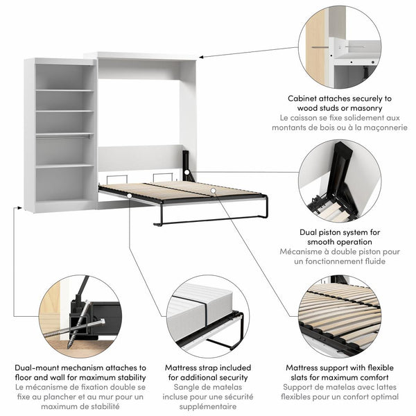 Grand lit escamotable avec organisateur de garde-robe (101L)