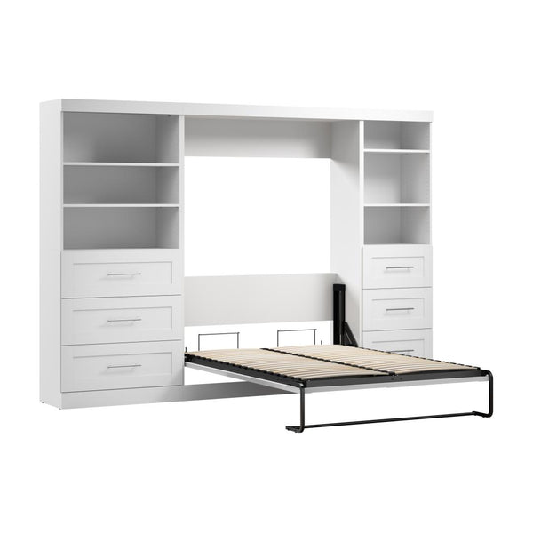 Lit escamotable double et 2 étagères avec tiroirs (120L)