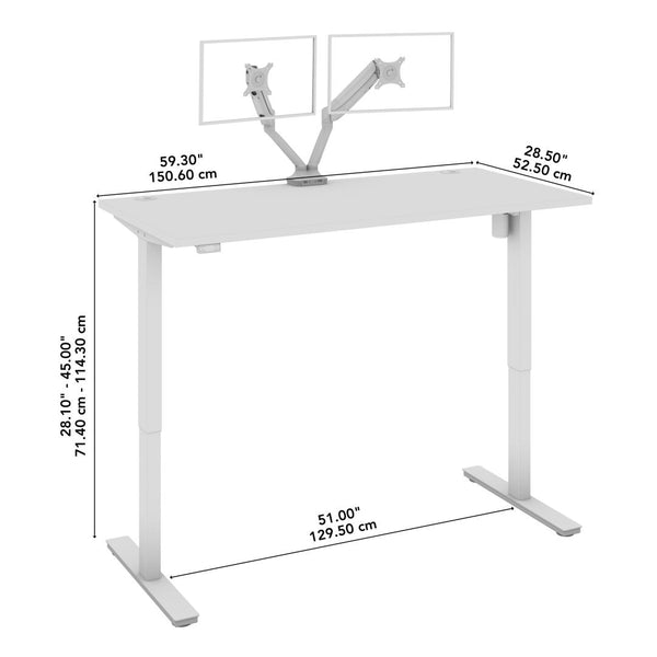 60W x 30D Standing Desk with Dual Monitor Arm