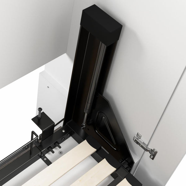 Grand lit escamotable avec armoire et grande étagère avec tiroirs (106L)