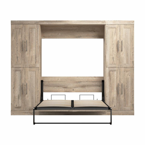 Lit escamotable double avec armoires (109L)