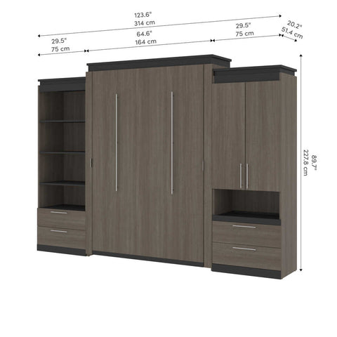 Grand lit escamotable (queen) et rangement multifonctionnel avec tiroirs (125L)