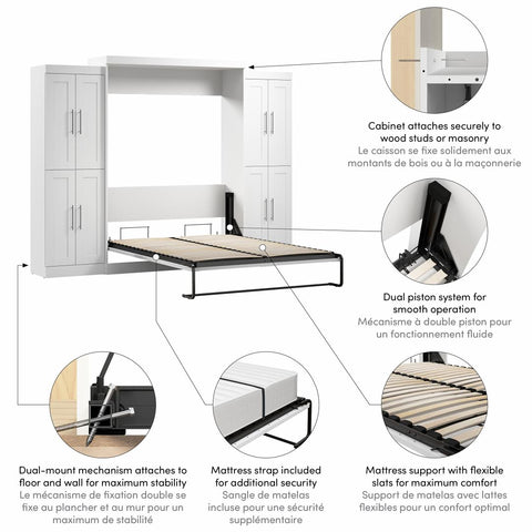 Grand lit escamotable avec armoires (115L)