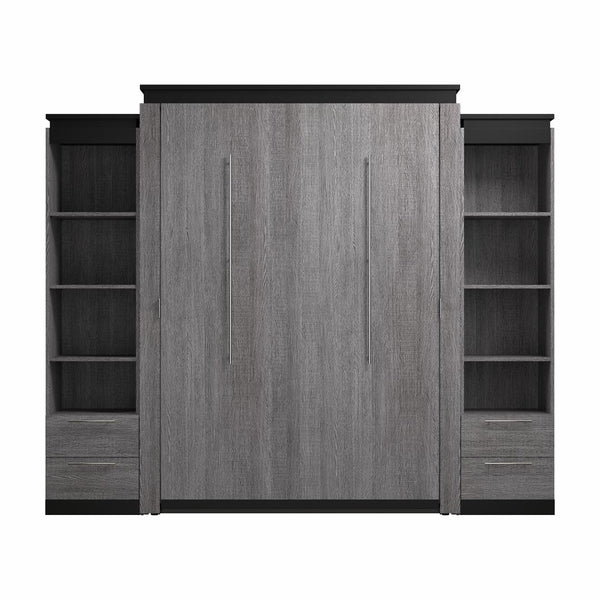 Grand lit escamotable avec tablettes et tiroirs (106L)