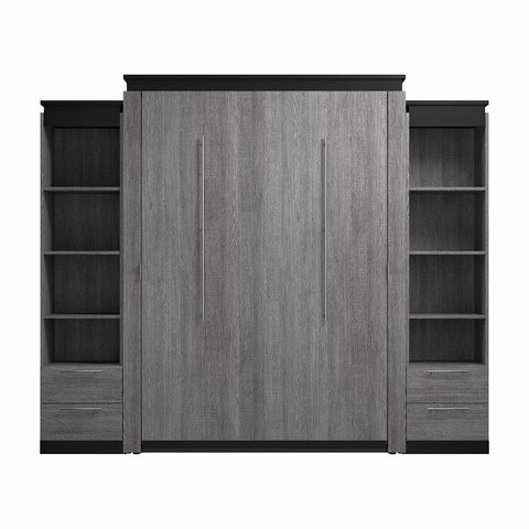 Queen Murphy Bed with Shelves and Drawers (106W)