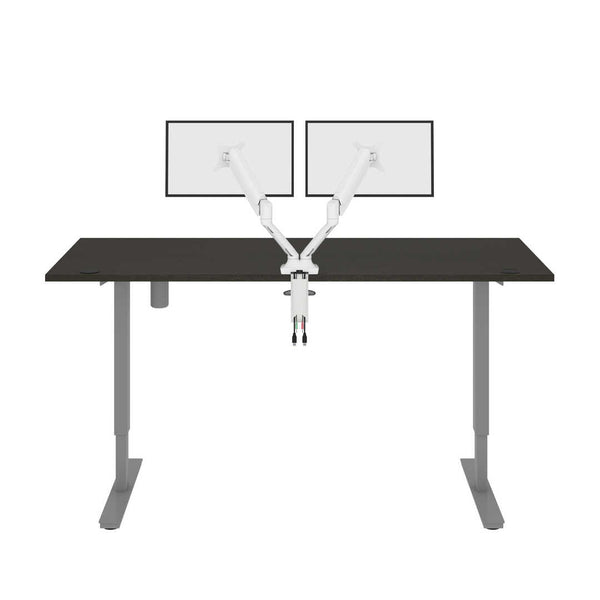 Bureau assis-debout 72L x 30P avec support double pour moniteurs