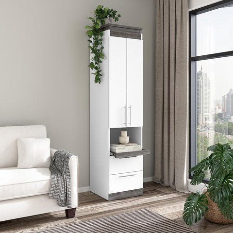 Armoire étroite 20L avec portes, tiroirs et tablette coulissante