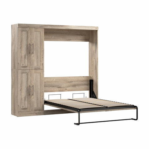 Lit escamotable double avec organisateur de garde-robe (84L)