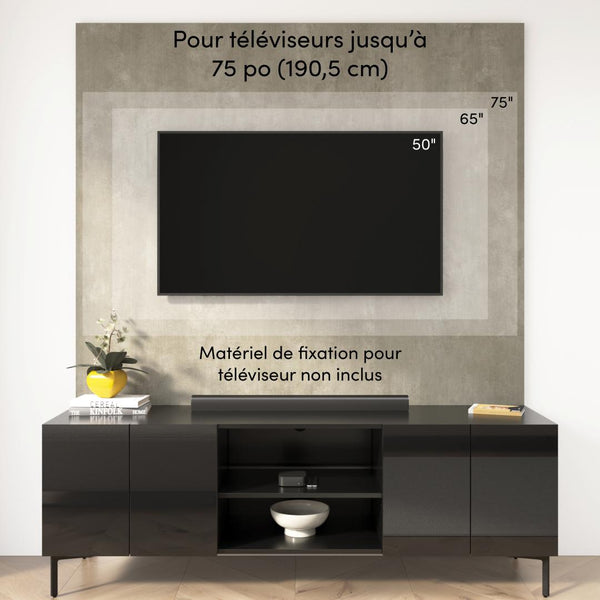 94W Modular Entertainment Center with TV Stand, Storage Cabinet, Hutch, and Small Wall Panel