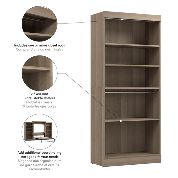 Contemporary Closet System with Shelves & Clothing Rods, 36W x 19D