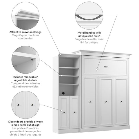 Grand lit escamotable et organisateur de garde-robe avec portes (92L)