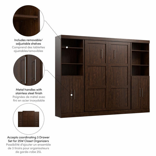 Lit escamotable double avec organisateurs de garde-robe (109L)